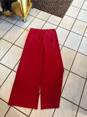 EASEL HI -Waist Wide Leg Red Pants